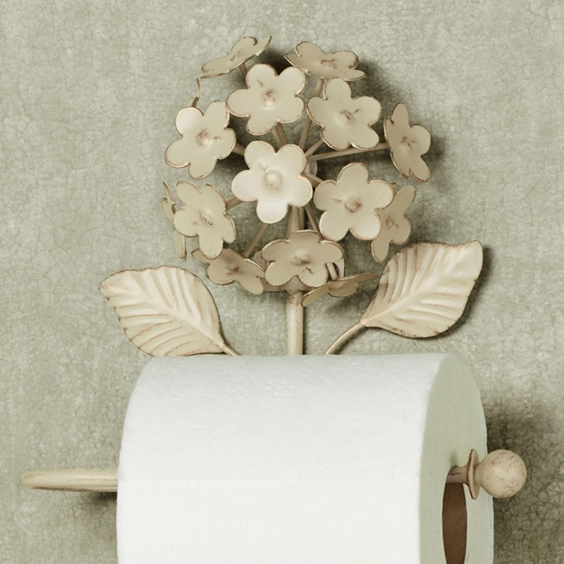 Creamy Gold Hydrangea Floral Toilet Paper Roll Holder