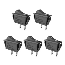 QTEATAK 5PCS KCD3 SPST Boat Rocker Switch, 2-Pin 2-Position ON-Off Self Reset Switch, Snap-in Black Boat Rocker Toggle Switch, 16A/250VAC 20A/ 125VAC, CE