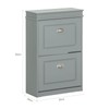 Haotian Small Shoe Cabinet, Grey 2 Flip Drawers Freestanding Shoe