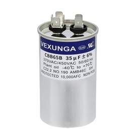VEXUNGA 35uF 35 MFD 370VAC 440VAC 450VAC 50/60Hz CBB65 CBB65B Run Start Capacitor for AC Unit Fan Motor Start or Pool Pump or Air Condenser Straight Cool