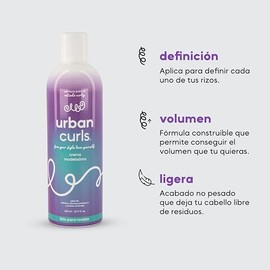 URBAN CURLS Crema Modeladora para Rizos 360 ml – Define y Controla Frizz – Peina, Hidrata y Nutre – Sin Sulfatos, Parabenos ni Siliconas – 100% Natural y Orgánica para Cabello Rizado