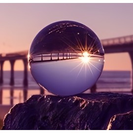 60mm/2.36 inches K9 Sparkling Clear Crystal Ball, Transparent Crystal Ball Photography Prop for Magical Shots Elegant Home & Party Decor No Stand