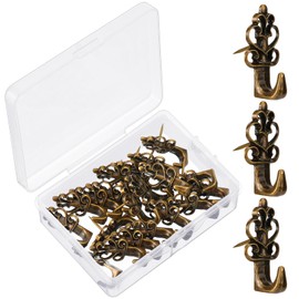 20 Pieces Push Pin Hangers Plant Shape Pin Hook Hanger Zinc Alloy Picture Hanging Hook Pin Bronze Wall Hooks (Heart)