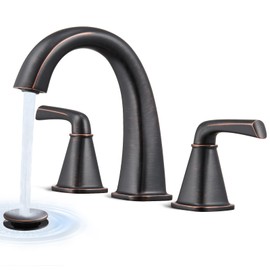 Widespread Bathroom Faucet 3 Hole, Oil-Rubbed Bronze Bathroom Sink Faucet, 2 Handle Brass Bathroom Faucets for Vanity Faucet with Pop Up Drain and 2 Supply Lines