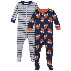 Gerber - Paquete de 2 Pijamas con pies para bebé, Gris (Fox Grey), 18 Meses