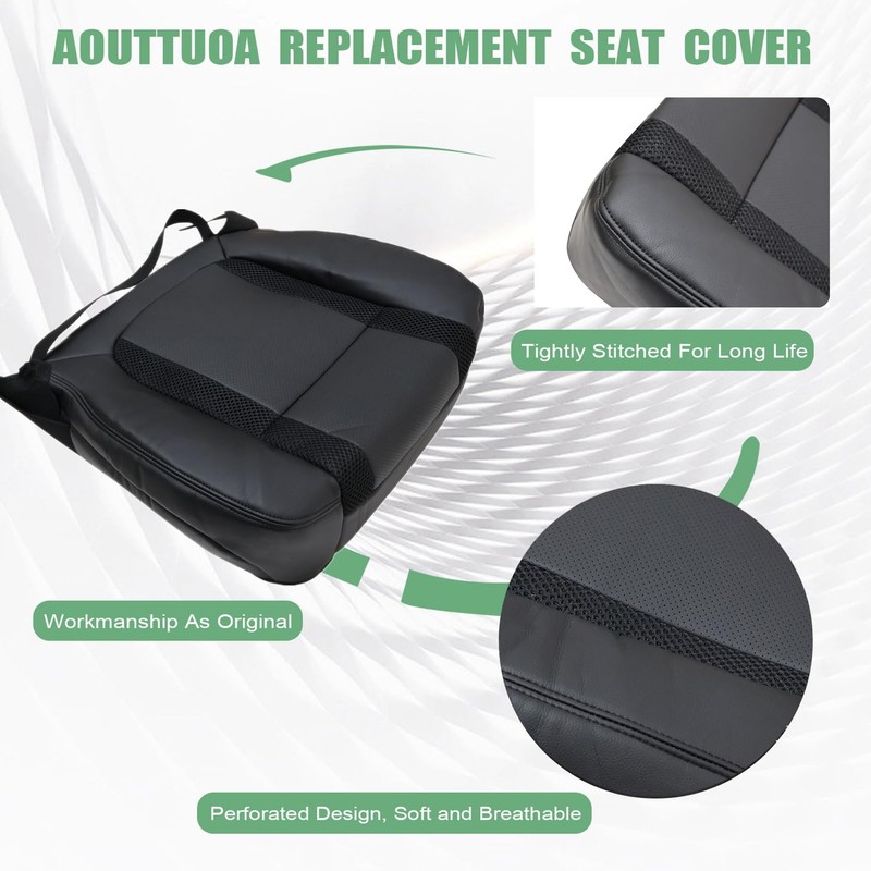 NLQR Front Driver Bottom Replacement Perforated Seat Cover Charcoal Black