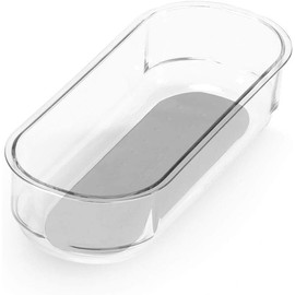 madesmart - 90666 madesmart Clear Soft Grip 8x3 Bin Organizer, 7.88" x 3.31", Lt. Grey