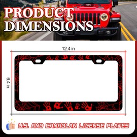 HCSS 2PCS Red Spider Web Blood Palms License Plate Frames, Goth Horror Aluminum Metal License Plate Holder Covers, Rust-Proof Waterproof Car Decorative Tag Frames for Standard US 12x6 Inch