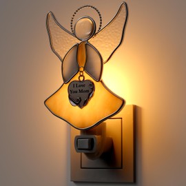 KUNDGLA Flying Angel Stained Glass Night Lights Plug into Wall, Yellow Angel Bright Plug in Night Light, Gift for Birthday Christmas Valentine Holidays Gifts for Mom Christmas