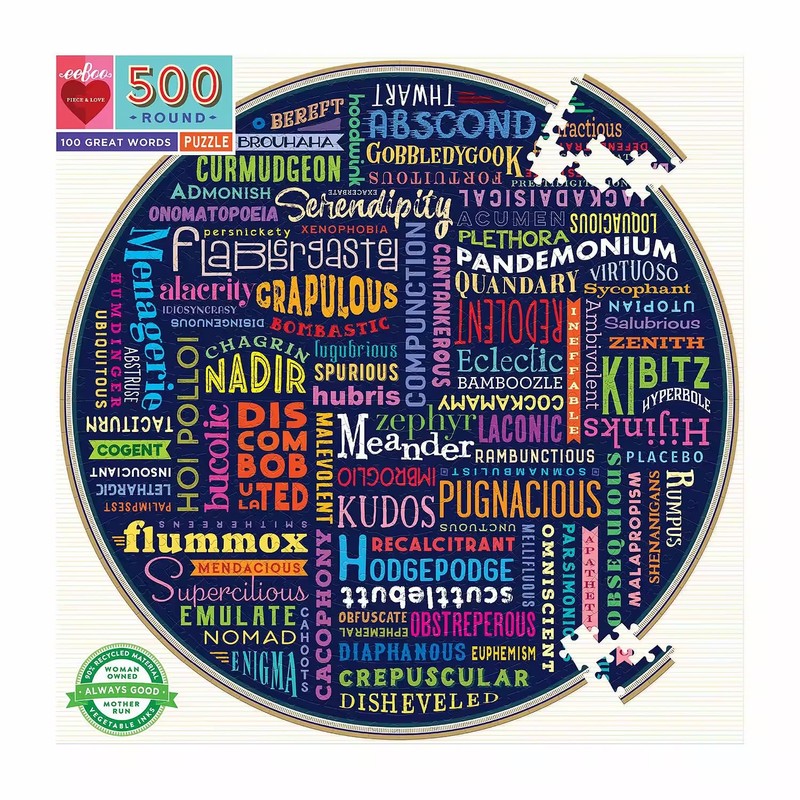 eeBoo 500 Piece Puzzle - 100 Great Words Jigsaw Puzzle