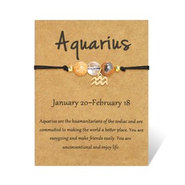 nylry Healing Crystal Zodiac Bracelets for Women Men 12 Constellation Bracelet Natural Stone Chakra Zodiac Sign Beaded Bracelets Astrology Birthday Healing Crystals Jewelry Gifts-Aquarius