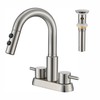 Kablle Bathroom Faucet with Pull Down Sprayer 3 Holes, Brushed