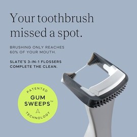 SLATE Slate Electric Flosser | Hilo Dental Eléctrico 3 En 1 Con Limpiador De Lengua, Estimulador De Encías E Hilo Dental Reutilizable | Hilo Dental El