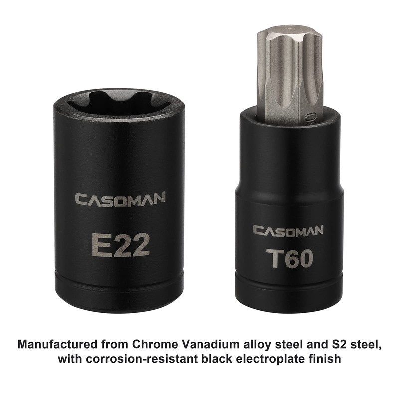 CASOMAN 25 Piece Torx Bit Socket and External Socket Set,