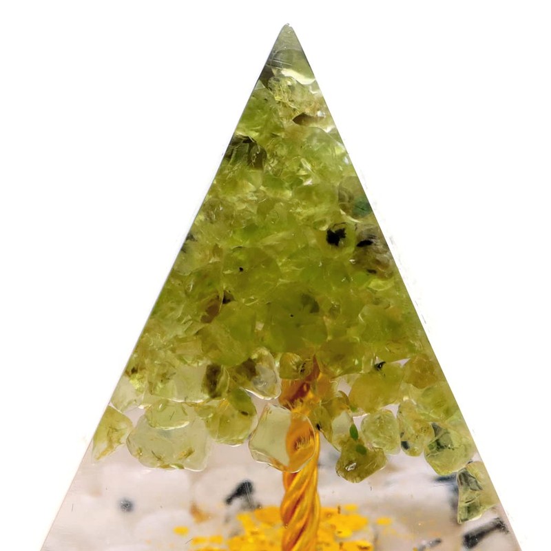 GOLD STONE Orgonite Pyramid Lucky Tree Natural Stone Gravel Moonstone