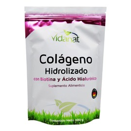 Vidanat Colágeno Hidrolizado Puro 300 g – Con Biotina y Ácido Hialurónico, Suplemento Alimenticio
