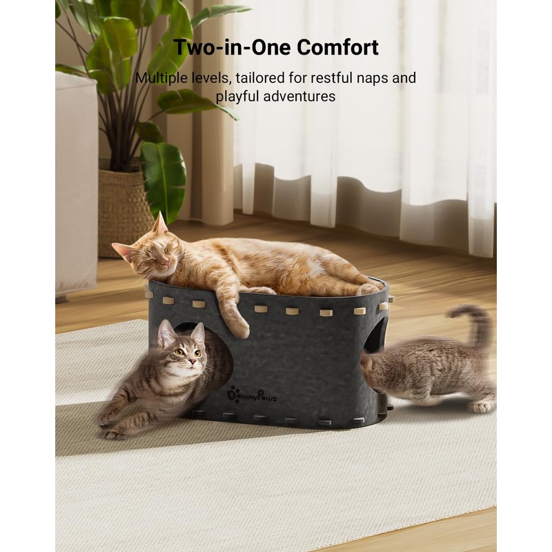 DownyPaws Cat House for Indoor Cats, Cat Bed Cave for