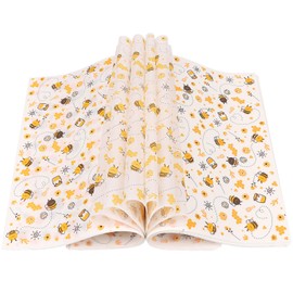 LOAVER 150 Pcs Wax Paper Sheets for Food, Bee Day Waterproof Oilproof Wrapping Tissue with Bee Pattern for Kicthen Deli Baking Sandwich Cookies Picnic Basket Liners (9.84 x 9.84 Inch)