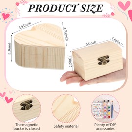 6 Pack Paint Your Own Wooden Jewelry Box DIY Crafts Kits Heart Treasure Box Kit Unfinished Arts and Craft for Ages 3-12 Year Old Girls Boys Birthday Gifts Valentines Mother's Day Favors