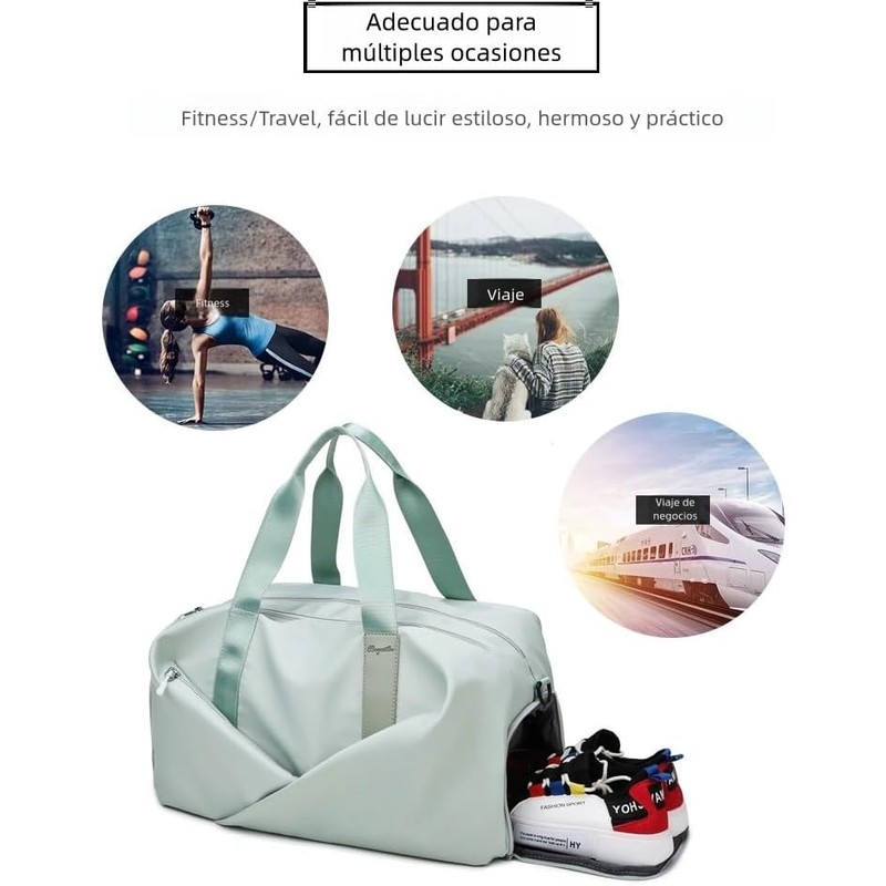Bolsa Deportiva para Mujer, Bolsa de Viaje Gimnasio Impermeable con