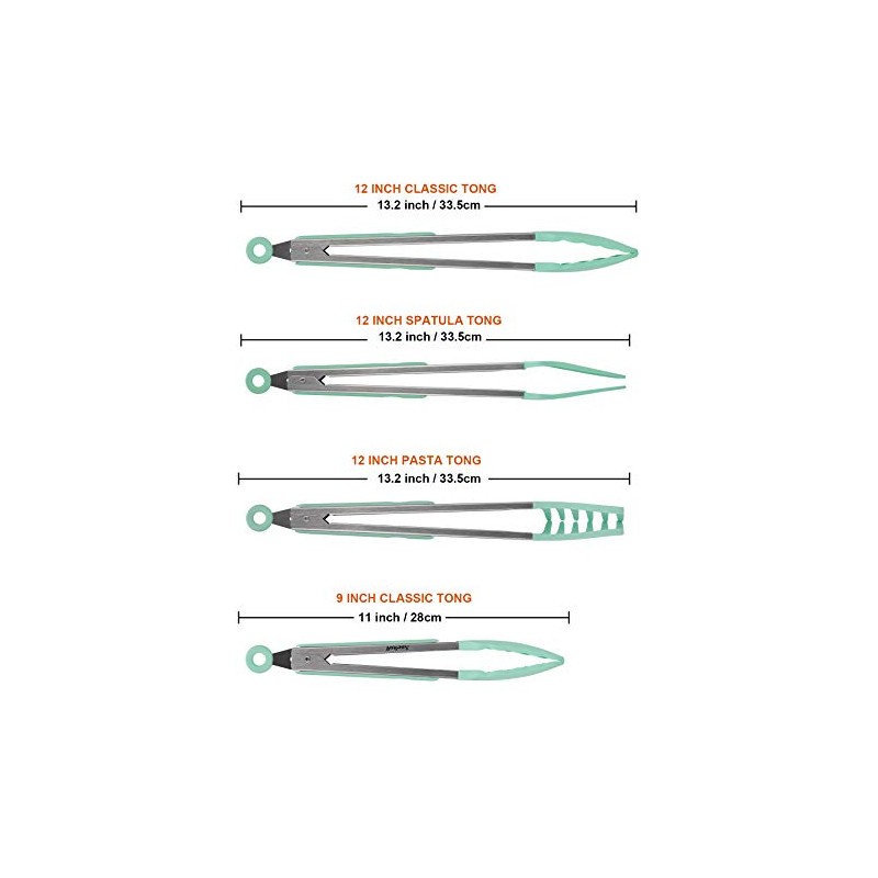 4-in-1 Stainless Steel Kitchen Tongs Set with Silicone Tips