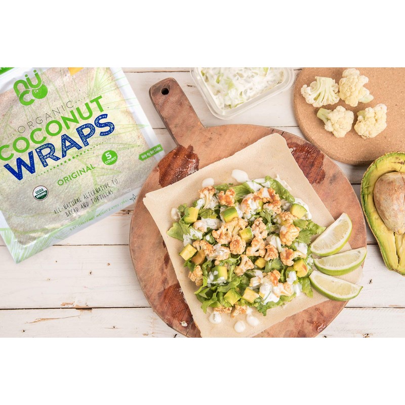 NUCO Certified ORGANIC Paleo Gluten Free Vegan Coconut Wraps, 5