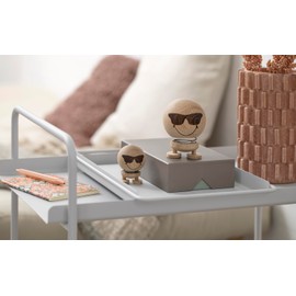 Hoptimist Smiley Cool Wooden Bobble Figure, Decorative Scandinavian, Decorative Living Room, Desk Decoration, Office Gadgets, Great Small Gifts, 7.5 x 7.5 x 10.5 cm, Medium, Raw Oak