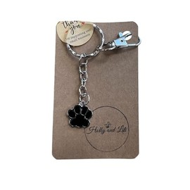 Keyrings, Handmade Keychains, Zipper Chains, Keyrings (Black Paw - Silver)