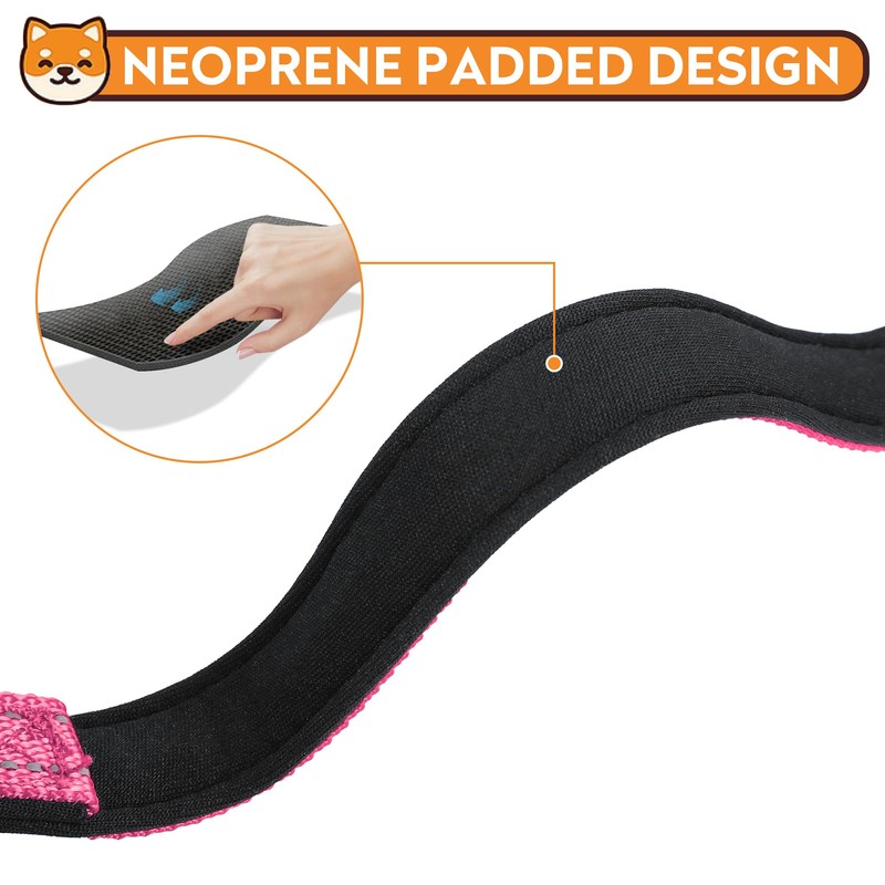 PWOD Reflective Dog Collar, Adjustable Soft Neoprene Padded Nylon Pet