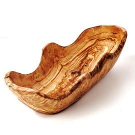das Olivenholzbrett® Typisch läglich Narrow Bowl for Baguette and Sliced Bread, Baguette Bowl Olive Wood, Bread Bowl Made of Wood, 35 cm