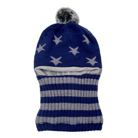 Vivi Idee Children's Slip-On Hat Scarf Hat Balaclava for Children from 4 Years Fleece Wool Hat Knitted Hat Winter Hat Boys, blue