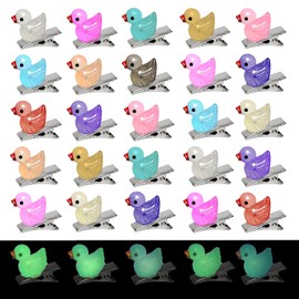 25 Pcs Mini Duck Hair Clips Glow in the Dark Resin Ducks Hairpin for Girls Women Rave Accessories Festival Gift Party Supplies