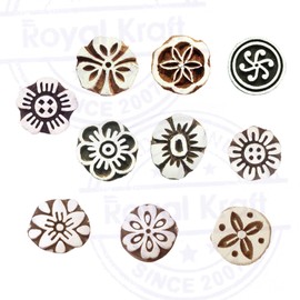 Clay Printing Stamps Arty Crafty Small Floral Shape Wooden Blocks (Set of 10)
