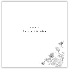 Noel Tatt Birthday Card - Happy Birthday Card with Birdbath Floral Garden Scene and Special Finishes - Birthday Card for Women