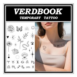 Tatuajes temporales resistentes al agua: Kit de tatuajes de 2 hojas con pegatinas corporales realistas, tatuajes semipermanentes para adultos con dura