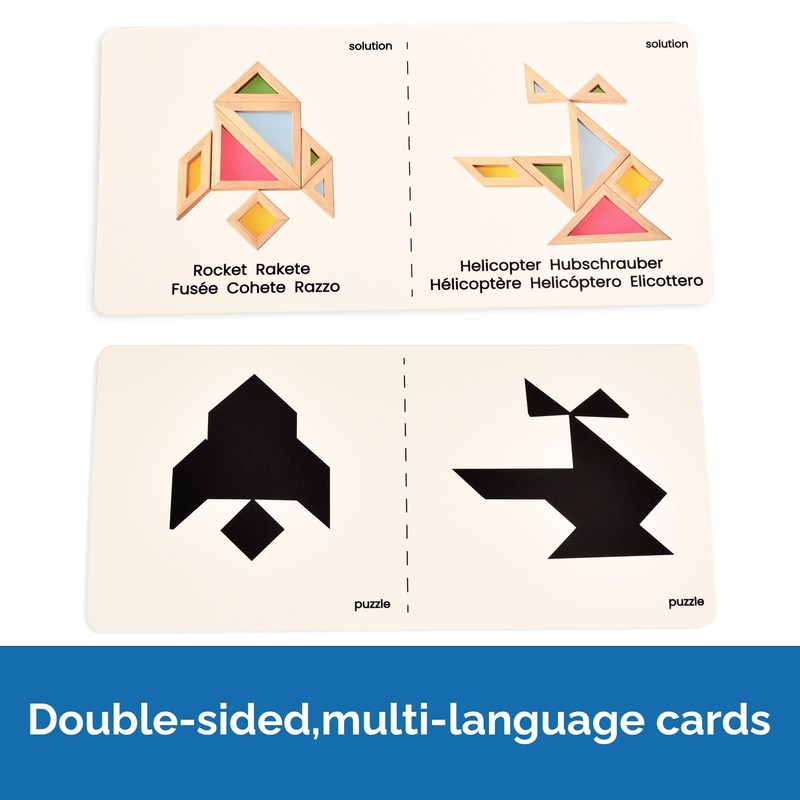 BOHS Translucent Tangram with Multilingual Activity Cards - 1 Inch