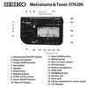 Seiko STH200BL Metronome Tuner, Loud Volume, Can Be Attached to