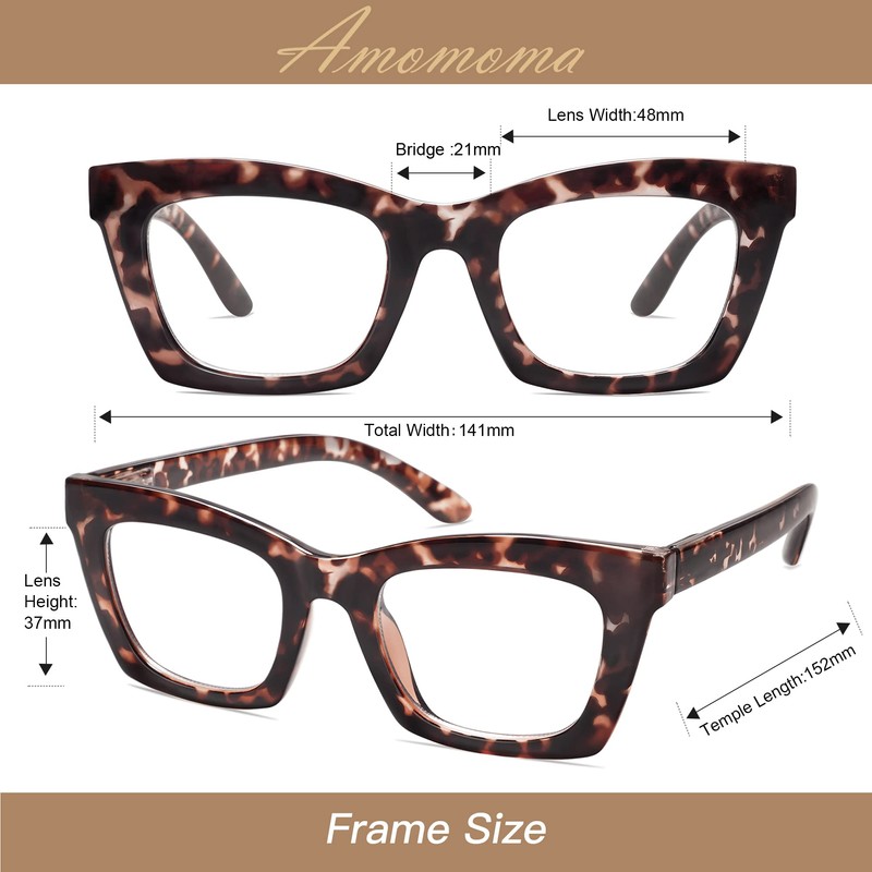 AMOMOMA 3 Pack Trendy Oversized Blue Light Stylish Readers for