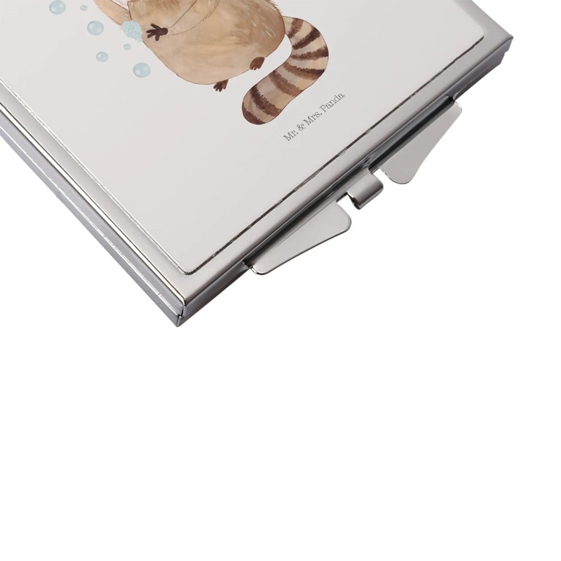 Mr. & Mrs. Panda Handtaschenspiegel quadratisch Waschbär - Geschenk, Tiermotive,