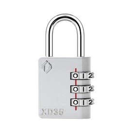 [ZARKER XD35] Small and Heavy Duty 3-Digit Combination Padlock Different Design Defferent Colors and Strong Metal Locking Mechanism - Grey 1pack