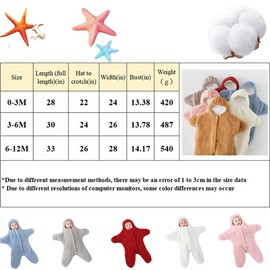 Baby Starfish Onesie - Thick Fleece Wearable Swaddle Bag, Newborn to 6 Months, Pink