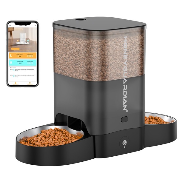 HoneyGuaridan Automatic Cat Feeder for Two Cats, 5G WiFi Smart