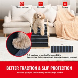 Happybuy Adjustable Dog Ramp, Folding Pet Ramp for Bed & Couch, 47.2" Long Wooden Ramp for Small & Large Dogs, Height Adjustable from 13.8" to 27.6" for Easy Access