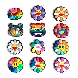 VLOOK Kids Magnets 12pcs Fridge Magnets for Toddlers Safety Refrigerator Magnets for Kids Magnetic Soft Rubber Educational Toys Gift for Fridge Whiteboard Cute Baby Cartoon Magnets (Sunflower)