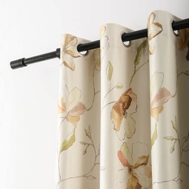 VOGOL Print Curtains for Living Room, Watercolor Floral Blossoming Noise Reduction Grommet Extra Long Window Curtain Panels Drapes for Sliding Glass Door Doorway Farmhouse, 60x106, 2 Panels