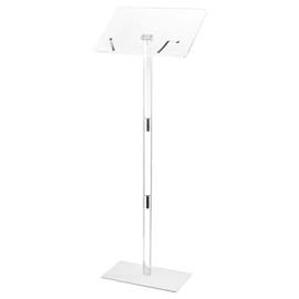 VEVOR Podium Stand, 43-Inch Acrylic Lectern, Portable Laptop Desk with Wide Reading Surface, Book Clips, Adjustable Angle, Floor-Standing, for Classroom, Wedding, Conference, Lecture and Concert