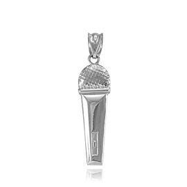 925 Sterling Silver Singer Microphone Music Charm Pendant