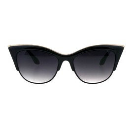 SA106¨ Womens High Point Squared Half Rim Look Cat Eye Sunglasses Black