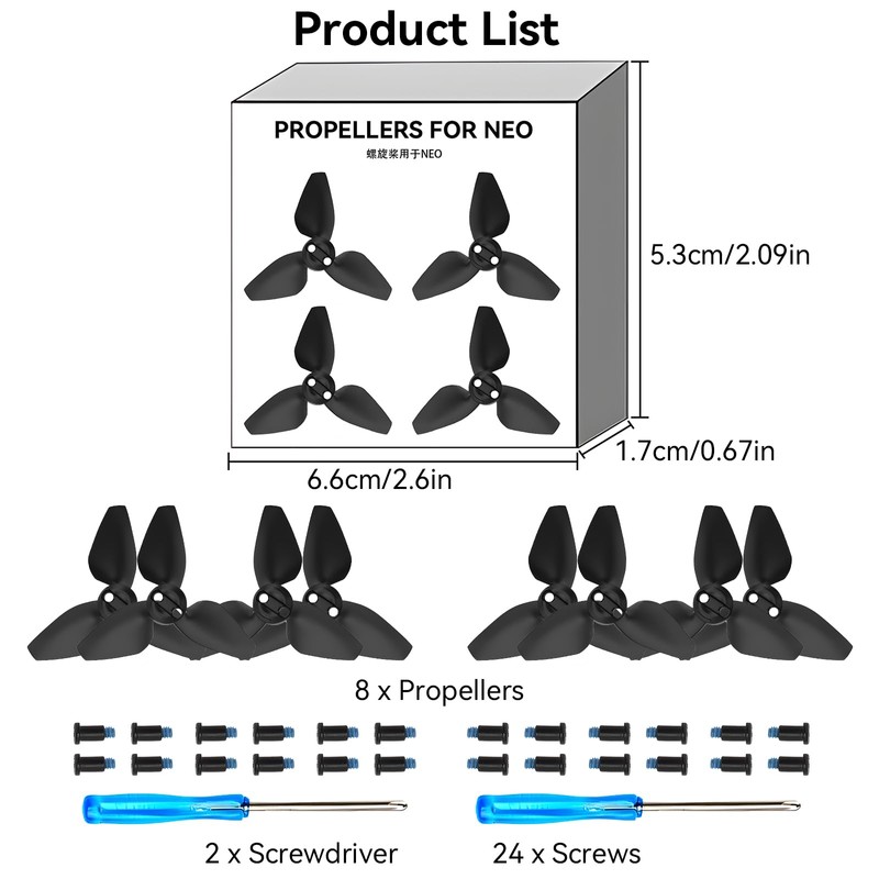 Craznick Propellers for DJI Neo - Drone Prop Blades Replacement