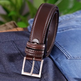 Ibex England | Brown | Men's Leather Belt | 100% Genuine Leather | Expertly Crafted | 40MM Wide | Gift For Him | Size M - 35"